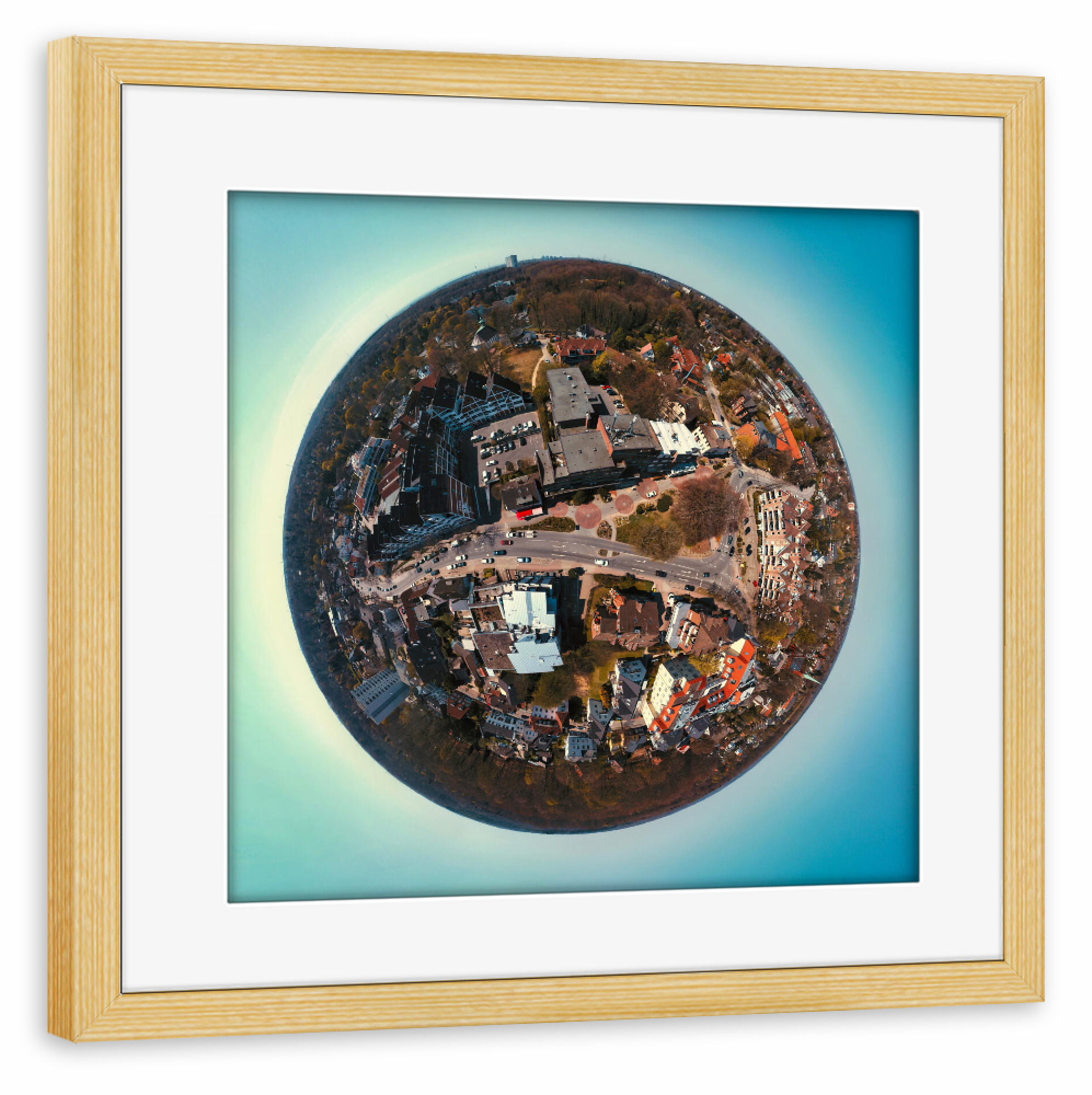 Poster mit Rahmen kiefer "Reinbek Zentrum - Am Rosenplatz" artboxONE - Städte,Reise,Architektur,Reise / Länder