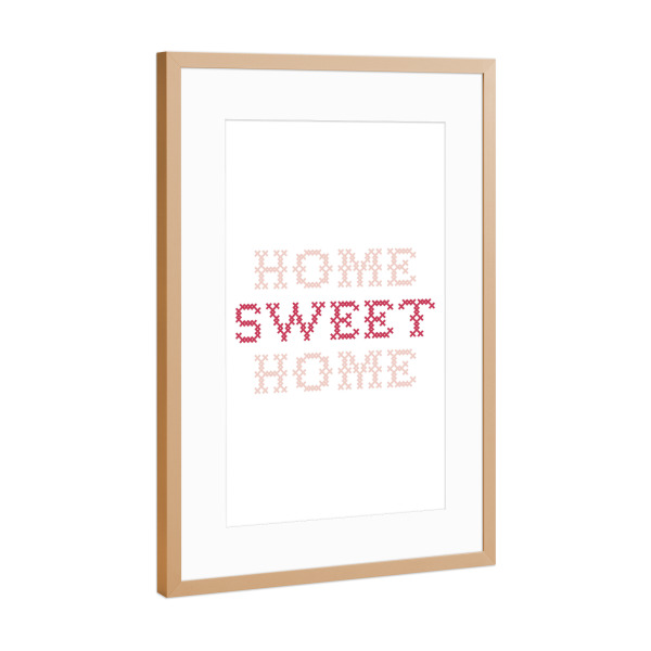 Poster mit Rahmen Kupfer "Sweet Home I Sticken Altrosa" artboxONE - Typografie,Für Kinder,Liebe,Für Mama,Lustig