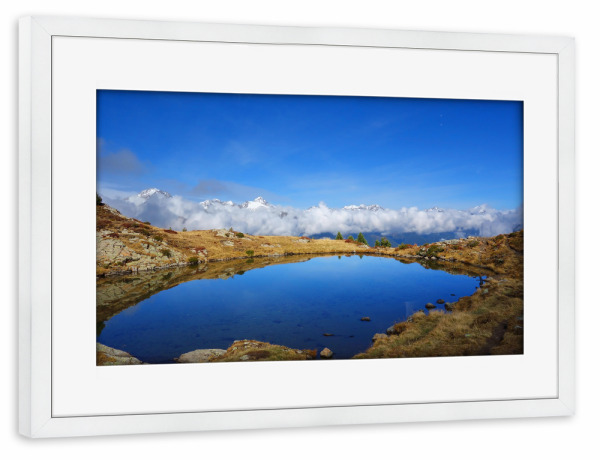 Poster mit Rahmen weiß "Bergsee im Herbst" artboxONE - Natur,Reise