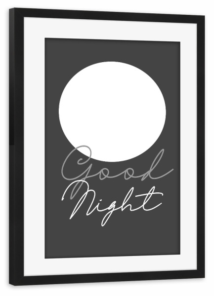 Poster mit Rahmen schwarz "Good Night & Mond I Grau" artboxONE - Typografie,Für Kinder,Geometrie,Lehrersprüche,Lustig