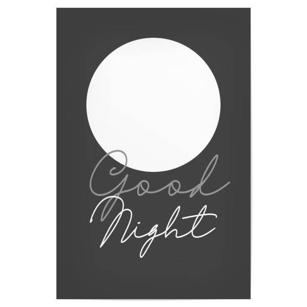 Poster "Good Night & Mond I Grau" artboxONE - Typografie,Für Kinder,Geometrie,Lehrersprüche,Lustig
