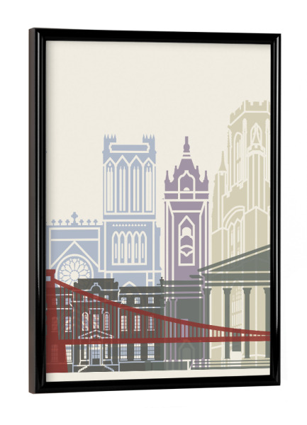 Poster mit schwarzem Rahmen "Bristol skyline" artboxONE - Städte,Architektur