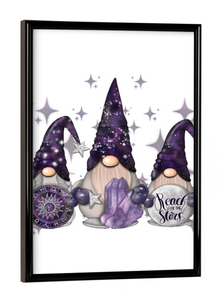Poster mit schwarzem Rahmen "Celestial Gnomes" artboxONE - Typografie,Abstrakt,Festivals,Galaxy