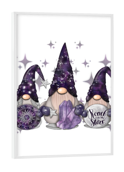 Poster mit weißem Rahmen "Celestial Gnomes" artboxONE - Typografie,Abstrakt,Festivals,Galaxy