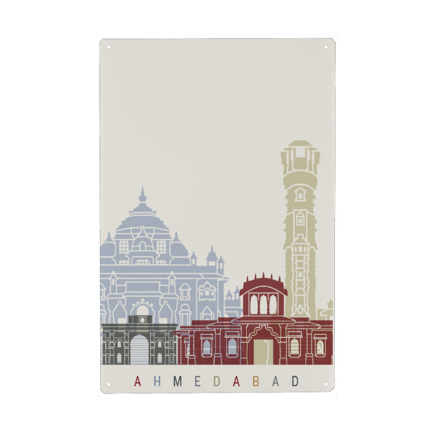 Metall Poster "Skyline Ahmedabad" artboxONE - Städte,Architektur