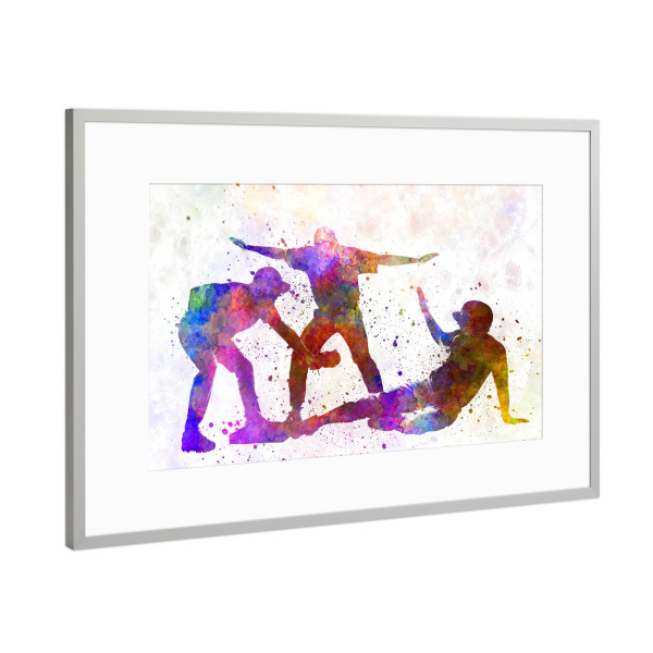 Poster mit Rahmen Silber "Baseball players colorful" artboxONE - Sport