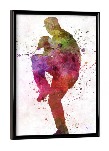 Poster mit schwarzem Rahmen "Baseball Pitcher-B" artboxONE - Sport