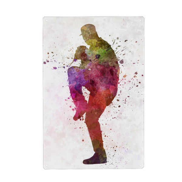 Holzbild "Baseball Pitcher-B" artboxONE - Sport - America,Sport,Sports,Colorful baseball,Bat,Stadium,Player,Pitcher,Watercolor,Amerika