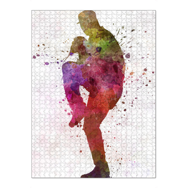 Puzzle Ravensburger "Baseball Pitcher-B" artboxONE - Sport - America,Sport,Sports,Colorful baseball,Bat,Stadium,Player,Pitcher,Watercolor,Amerika