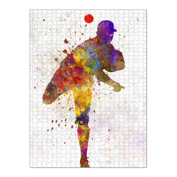 Puzzle Ravensburger "Male baseball pitcher" artboxONE - Sport - America,Sport,Sports,Colorful baseball,Bat,Stadium,Player,Pitcher,Watercolor