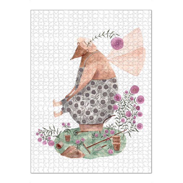 Puzzle Ravensburger "Voglhuber - Feenbär im Garten" artboxONE - Natur,Floral,Tiere