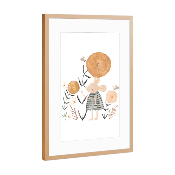 Poster mit Rahmen Kupfer "Voglhuber - Blumenmaus" artboxONE - Natur,Floral,Tiere,Comic