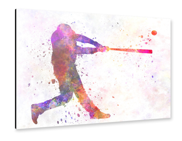 Alu-Dibond "Baseball player hitting a ball" 30x20 cm artboxONE