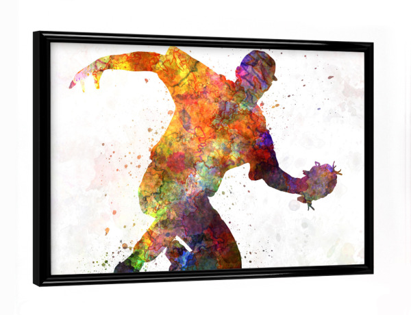 Poster mit schwarzem Rahmen "Baseball player catching a ball" artboxONE - Sport - Baseball,Bat,Colorful,America,Splash,Stadium,Sport,Sports