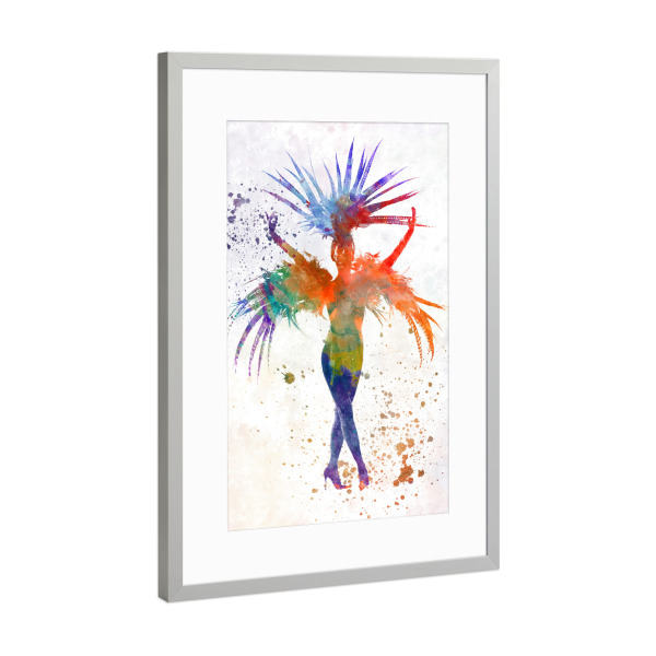 Poster mit Rahmen Silber "Young man dancing at carnival" artboxONE - Musik