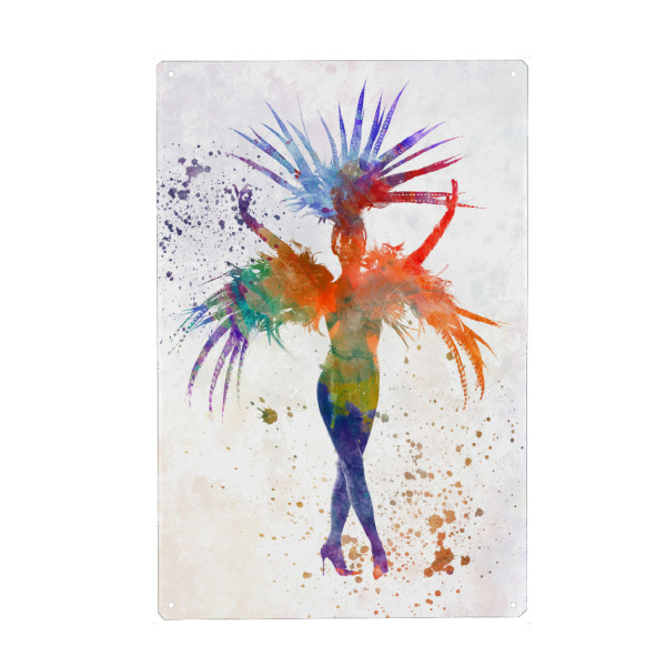 Holzbild "Young man dancing at carnival" artboxONE - Musik - Dance,Dancer,Music,Woman,Watercolor,Illustration,Drawing,Show,Carnival,Cabaret,Tänzerin