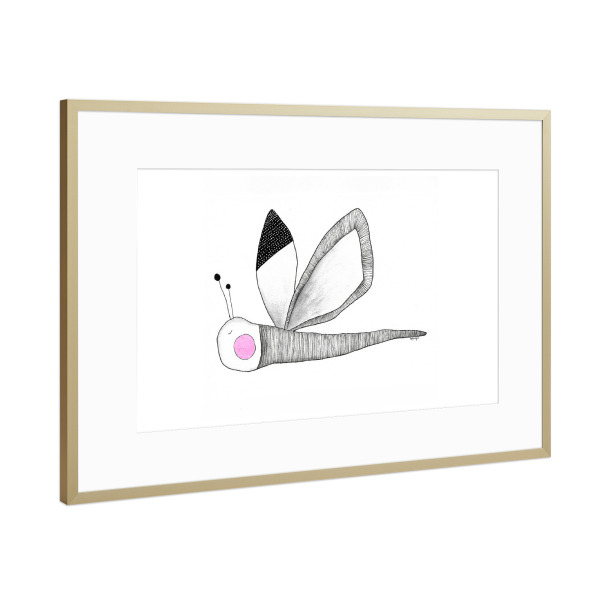 Poster mit Rahmen Gold "Bianca Peters - Kleine Fliege" artboxONE - Für Kinder,Tiere