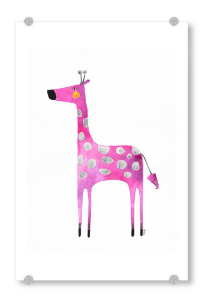 Acrylglasbild "Bianca Peters - Pinke Giraffe" artboxONE - Für Kinder,Tiere,Reise / Afrika,Lustig