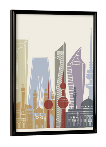 Poster mit schwarzem Rahmen "Kuwait city skyline" artboxONE - Städte,Architektur