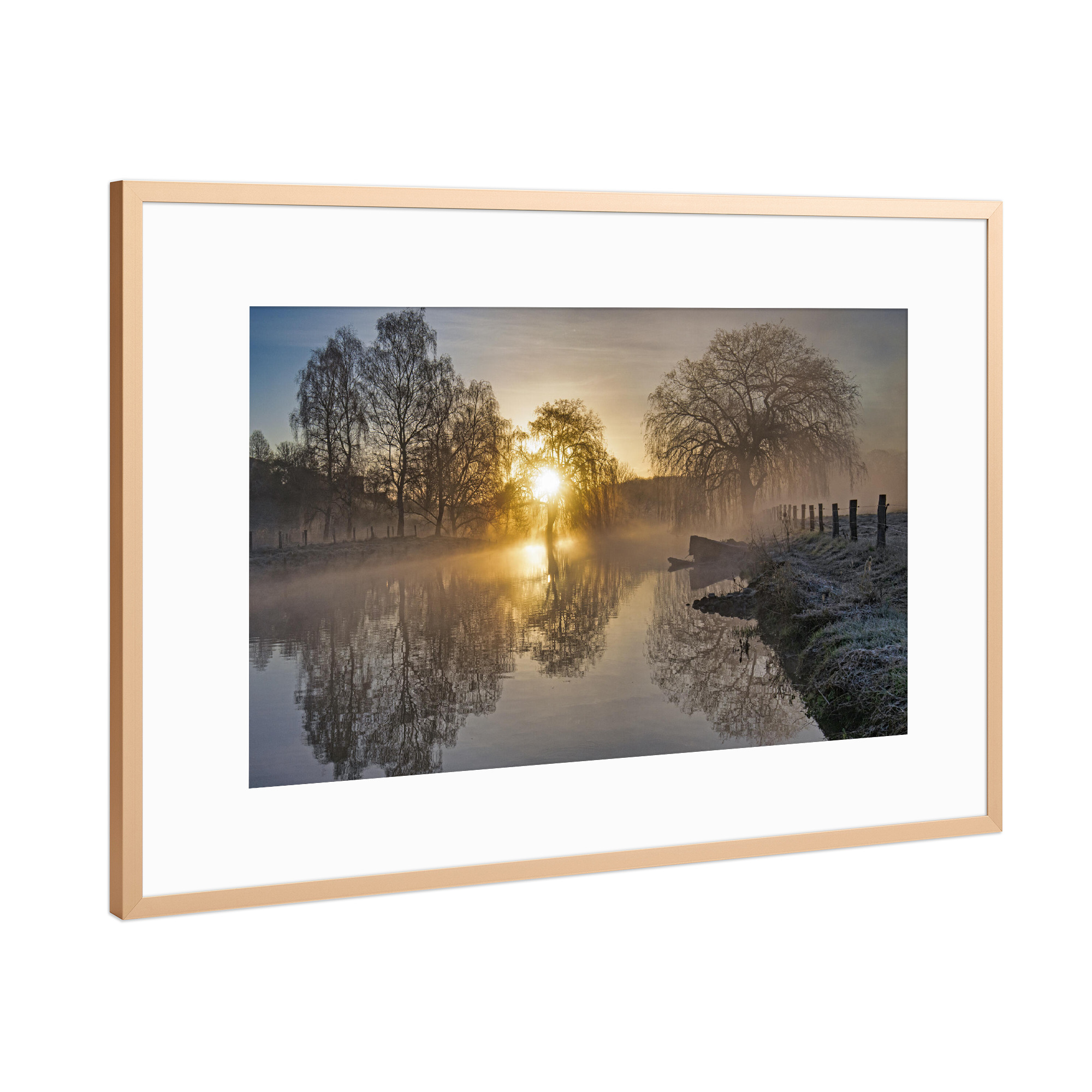 Poster mit Rahmen Kupfer "Sonnenaufgang an der Trave" artboxONE - Natur,Reise,Reise / Länder