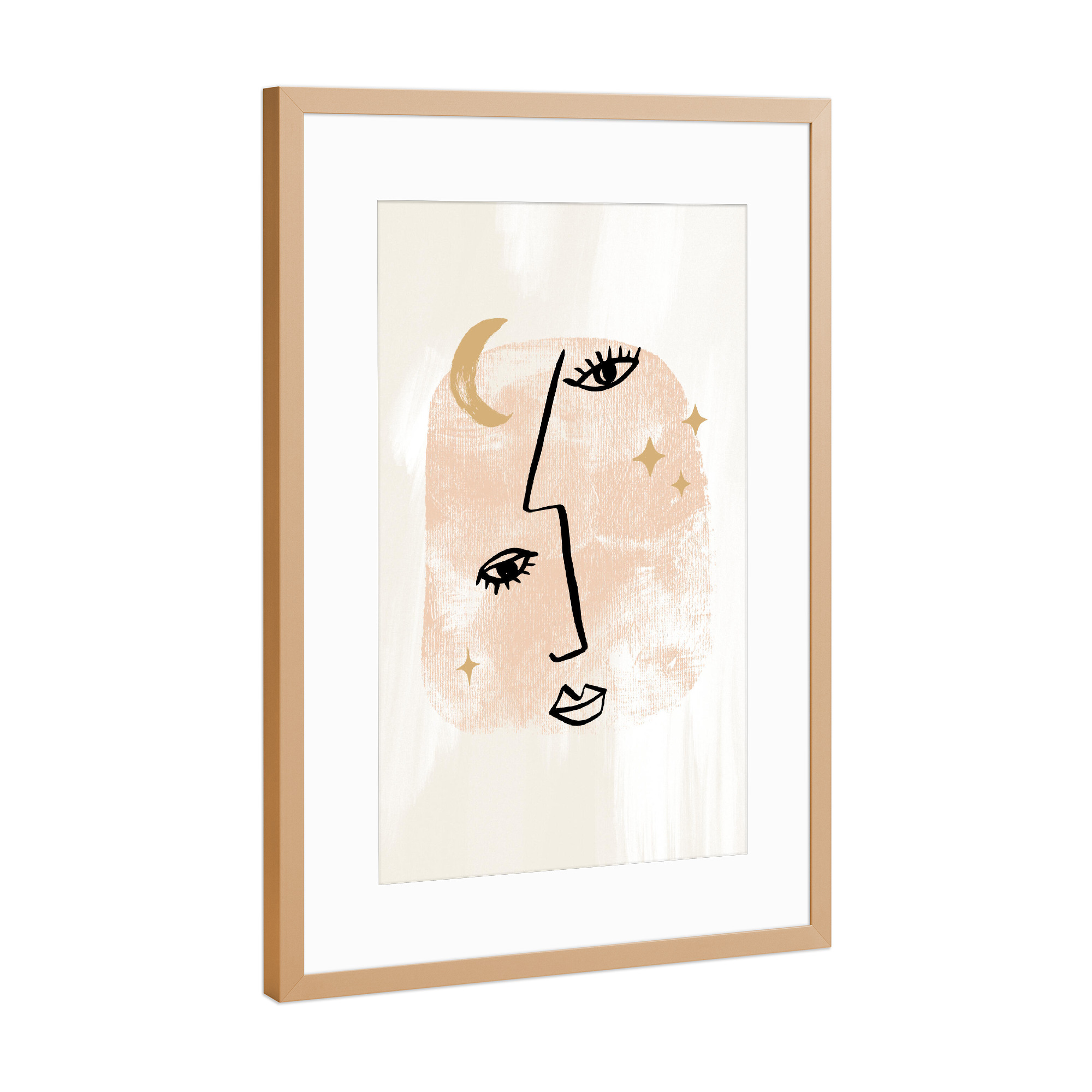 Poster mit Rahmen Kupfer "United by the moon" artboxONE - Abstrakt,Menschen,Liebe