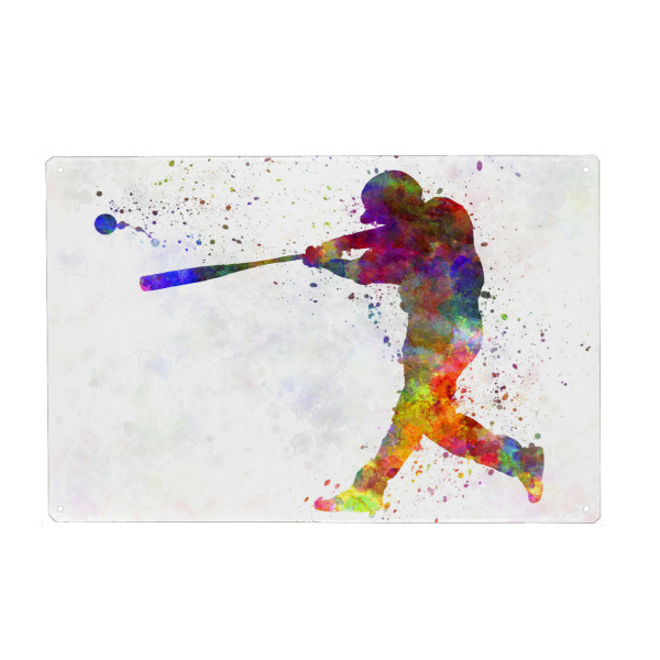 Metall Poster "Watercolor baseball" artboxONE - Sport - Baseball,Bat,Colorful,America,Splash,Stadium,Sport,Sports - Blechschild