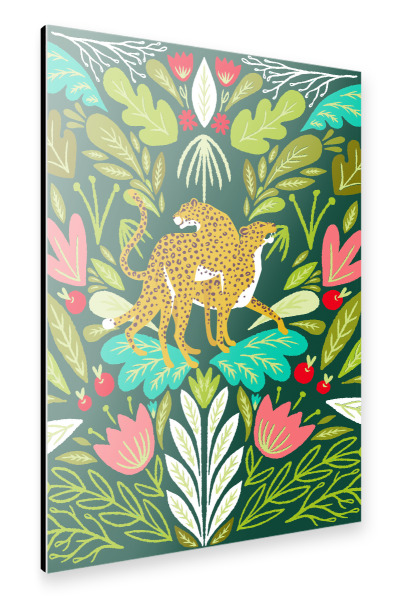 Alu-Dibond "Cheetah Couple Illustration, Wild" 30x20 cm artboxONE