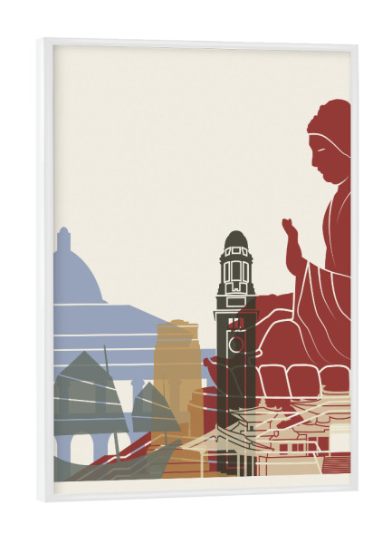 Poster mit weißem Rahmen "Hong Kong skyline" artboxONE - Städte,Architektur