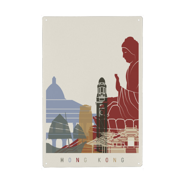Holzbild "Hong Kong skyline" artboxONE - Städte,Architektur