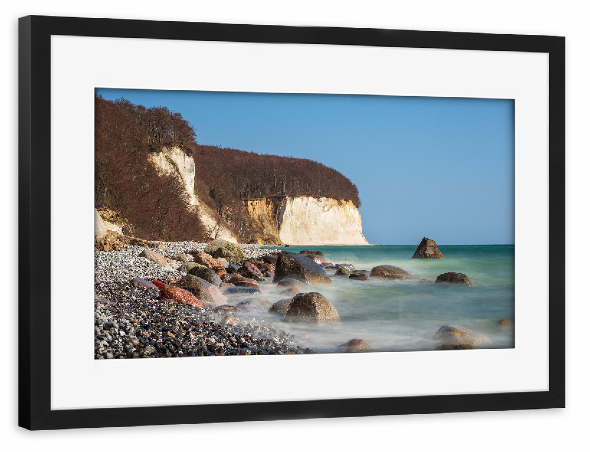 Poster mit Rahmen schwarz "Frühling am Kreidefelsen" artboxONE - Natur,Reise,Reise / Strand und Meer