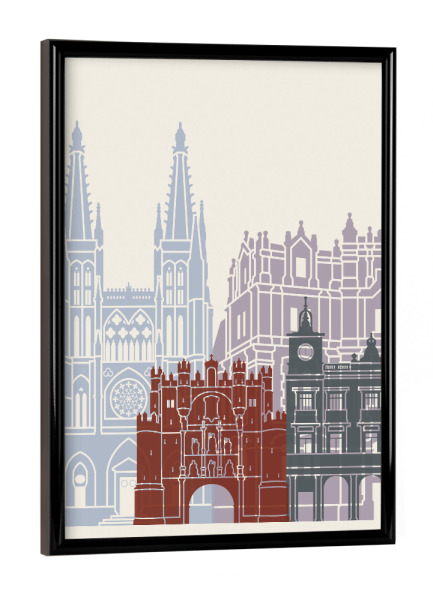 Poster mit schwarzem Rahmen "Burgos skyline" artboxONE - Städte,Architektur