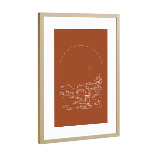 Poster mit Rahmen Gold "Italia Sorrento Landscape" artboxONE - Natur,Reise,Reise / Länder