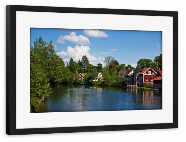 Poster mit Rahmen schwarz "Häuser am Fluss" artboxONE - Natur,Reise,Architektur,Reise / Länder