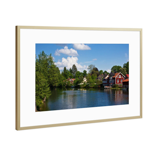 Poster mit Rahmen Gold "Häuser am Fluss" artboxONE - Natur,Reise,Architektur,Reise / Länder