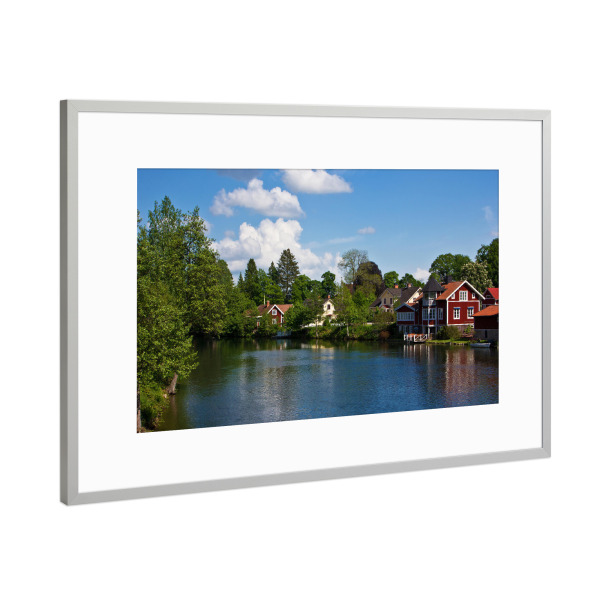 Poster mit Rahmen Silber "Häuser am Fluss" artboxONE - Natur,Reise,Architektur,Reise / Länder