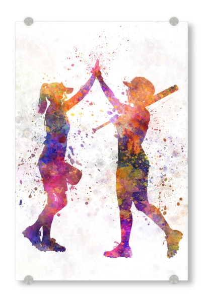 Acrylglasbild "Women playing softball" artboxONE - Sport