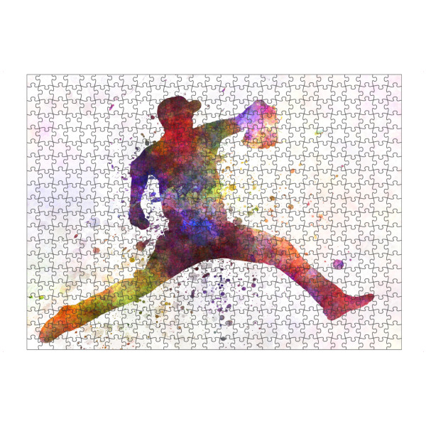 Puzzle Ravensburger "Baseball pitcher" artboxONE - Sport - America,Sport,Sports,Colorful baseball,Bat,Stadium,Player,Pitcher,Watercolor