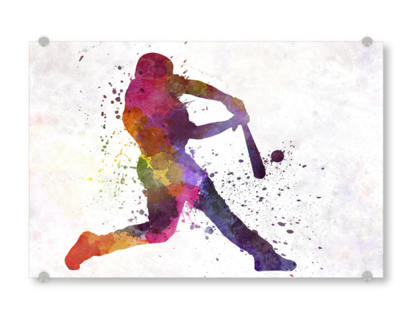 Acrylglasbild "Baseball pitcher with bat" artboxONE - Sport - Baseball,Bat,Colorful,America,Splash,Stadium,Sport,Sports