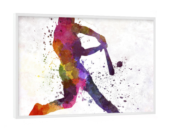 Poster mit weißem Rahmen "Baseball pitcher with bat" artboxONE - Sport - Baseball,Bat,Colorful,America,Splash,Stadium,Sport,Sports