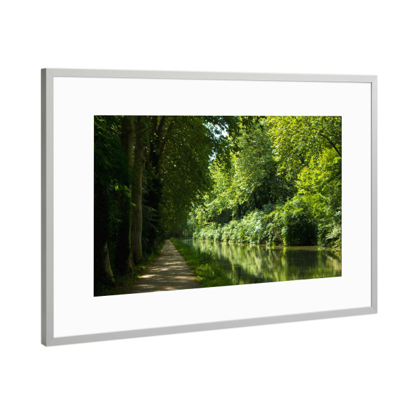 Poster mit Rahmen Silber "Bäume am Canal du Midi" artboxONE - Natur,Reise,Reise / Länder
