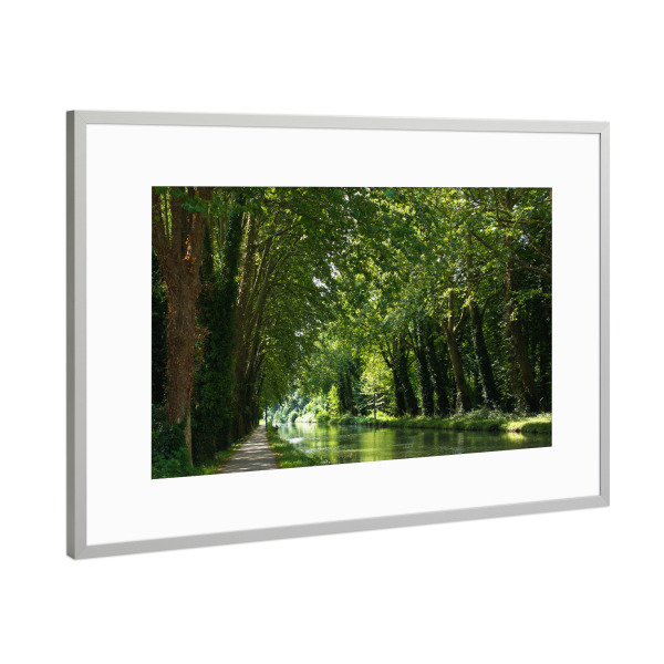 Poster mit Rahmen Silber "Weg am Canal du Midi" artboxONE - Natur,Reise,Reise / Länder