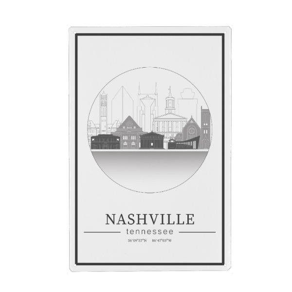 Metall Poster "Nashville skyline line art circle" artboxONE - Städte,Reise,Architektur,Kartografie