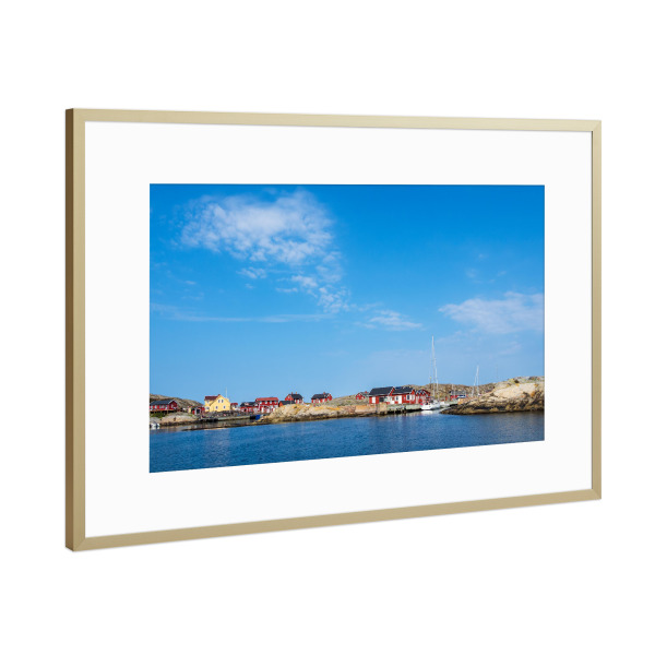 Poster mit Rahmen Gold "Hafen auf den Wetterinseln" artboxONE - Natur,Reise,Architektur,Reise / Strand und Meer,Reise / Länder