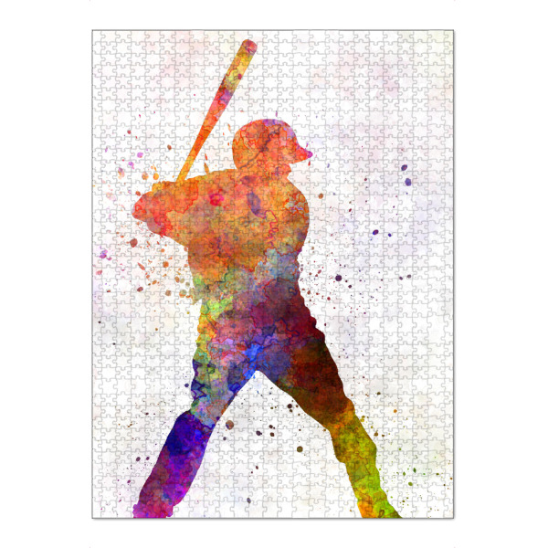 Puzzle Ravensburger "Baseball batter" artboxONE - Sport - America,Sport,Sports,Colorful baseball,Bat,Stadium,Player,Pitcher,Watercolor