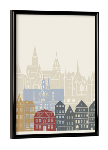 Poster mit schwarzem Rahmen "Tübingen skyline" artboxONE - Städte,Architektur