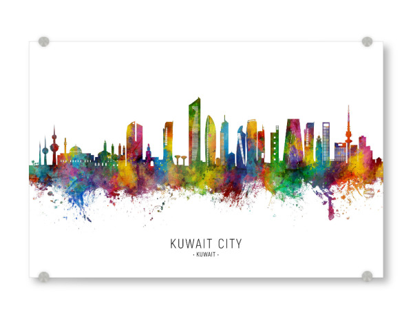 Acrylglasbild "Kuwait City Skyline txt" artboxONE - Städte