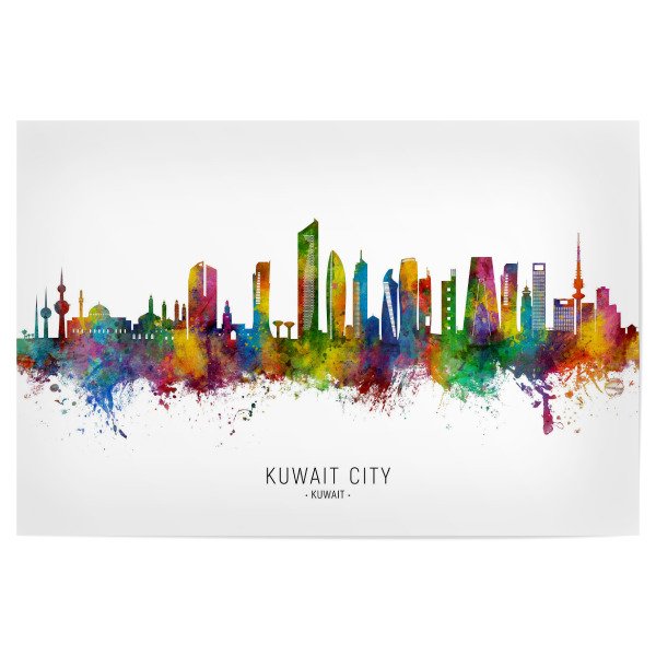 Poster 30x20 cm "Kuwait City Skyline txt" artboxONE - Städte