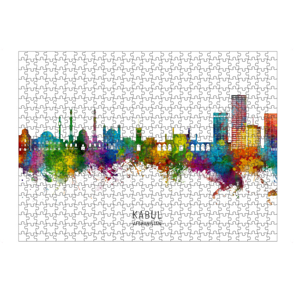 Puzzle Ravensburger "Kabul Afghanistan Skyline txt" artboxONE - Städte