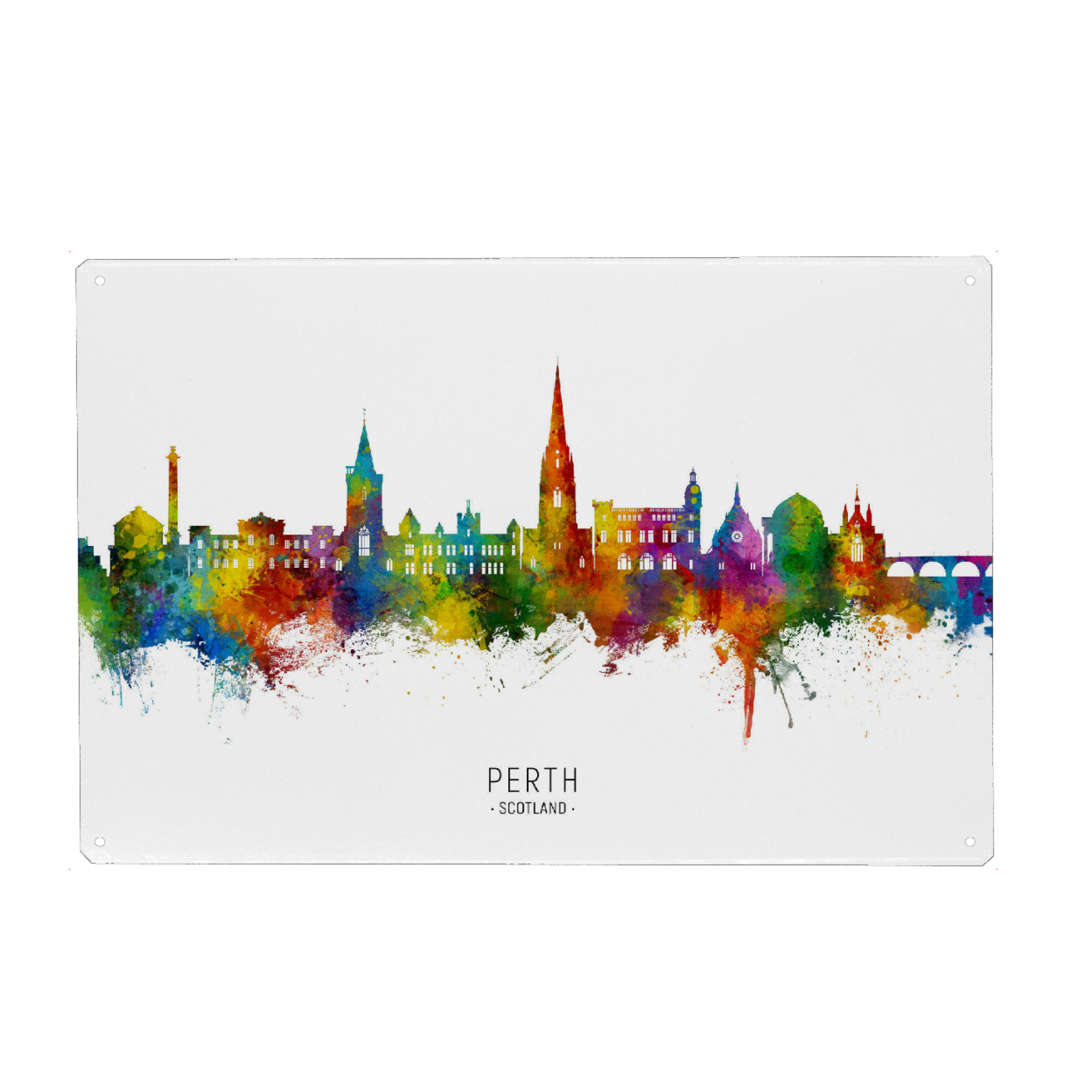 Metall Poster "Perth Scotland Skyline txt" artboxONE - Städte
