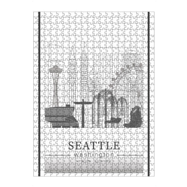Puzzle Ravensburger "Seattle skyline line art" artboxONE - Städte,Reise,Architektur,Kartografie